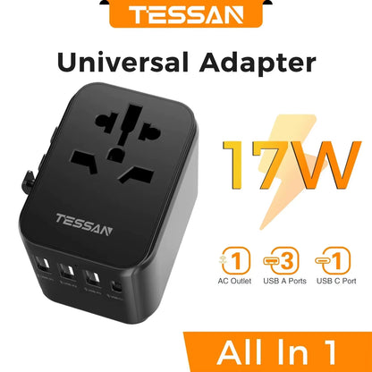 65W Gan Travel Adapter Universal Socket with 2 USB 3 Type C Fast Charging Internaitonal Power Adapter EU/UK/USA/AUS Plug