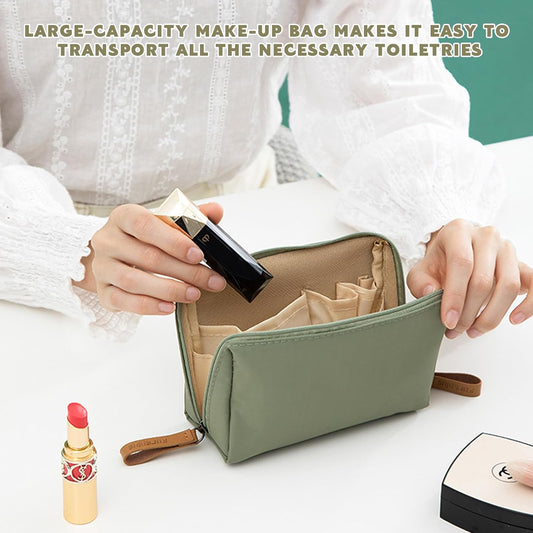 Neceser Maquillaje Pequeño Mini Neceser Bolso Neceser Mujer Pequeño Neceser Impermeable Bolsa Maquillaje Viaje Portátil De Poliéster Bolsa De Maquillaje De Cremallera Para Viaje Baño (Verde)