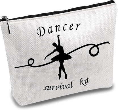CREATCABIN Bolsa Maquillaje Para Bailarina,Bolsa Cosméticos Lona,Estuche Multiusos Cremallera,Bolsa Viaje,Estuche,Bolso,Kit Supervivencia Portátil,Ballet Grande Para Mujeres,Regalos Dama Honor,25X18Cm