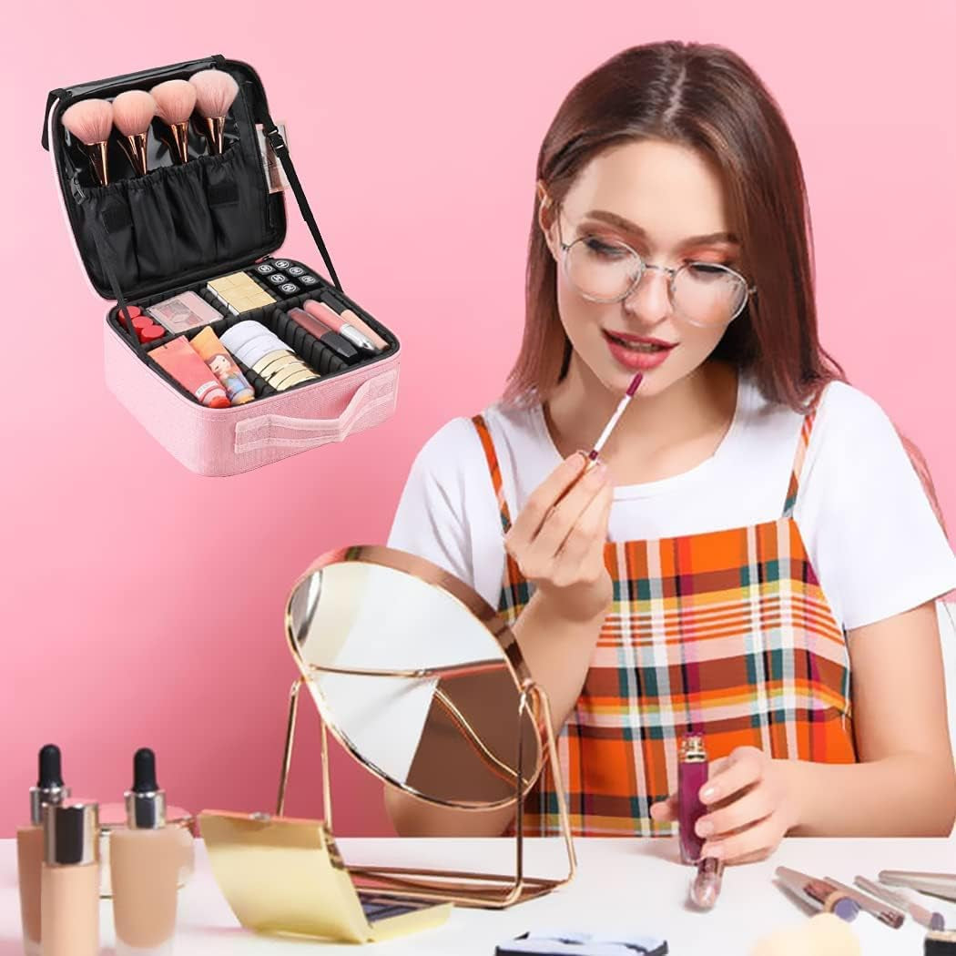 Neceser De Maquillaje Profesional, Bolsa De Maquillaje Viaje Mujer, Organizador Maletin Maquillaje Rosa Makeup Bag Con Divisiones Extraíbles