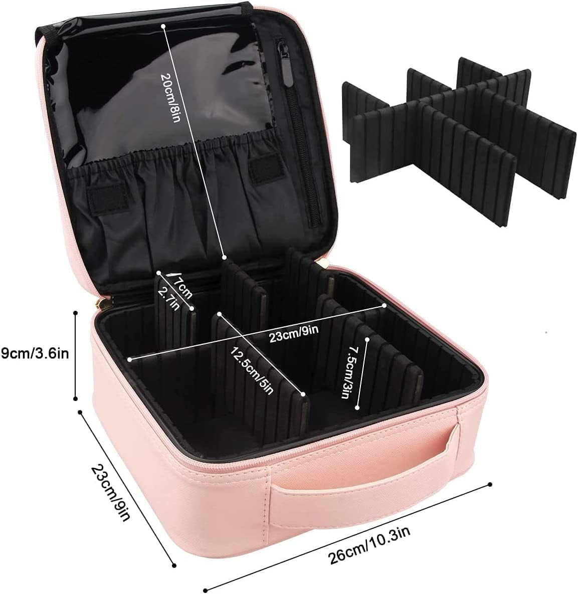 Neceser De Maquillaje Profesional, Bolsa De Maquillaje Viaje Mujer, Organizador Maletin Maquillaje Rosa Makeup Bag Con Divisiones Extraíbles