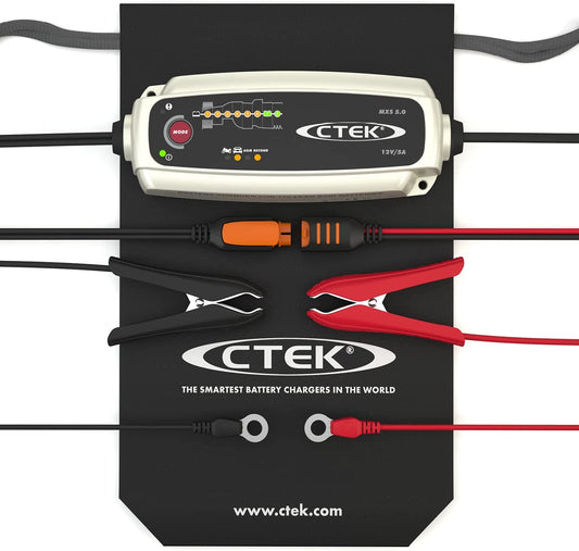 MXS 5.0, Cargador Batería 12V 5A Con Compensación De Temperatura Incorporada, Cargador De Batería De Coche Y Moto, Cargador Inteligente Baterias, Mantenedor De Batería Con Opción De AGM Dedicada