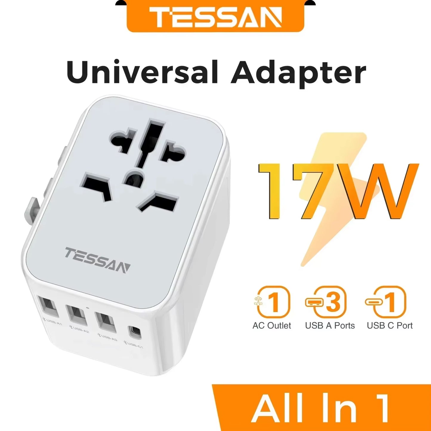 65W Gan Travel Adapter Universal Socket with 2 USB 3 Type C Fast Charging Internaitonal Power Adapter EU/UK/USA/AUS Plug