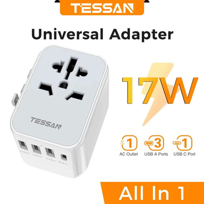 65W Gan Travel Adapter Universal Socket with 2 USB 3 Type C Fast Charging Internaitonal Power Adapter EU/UK/USA/AUS Plug