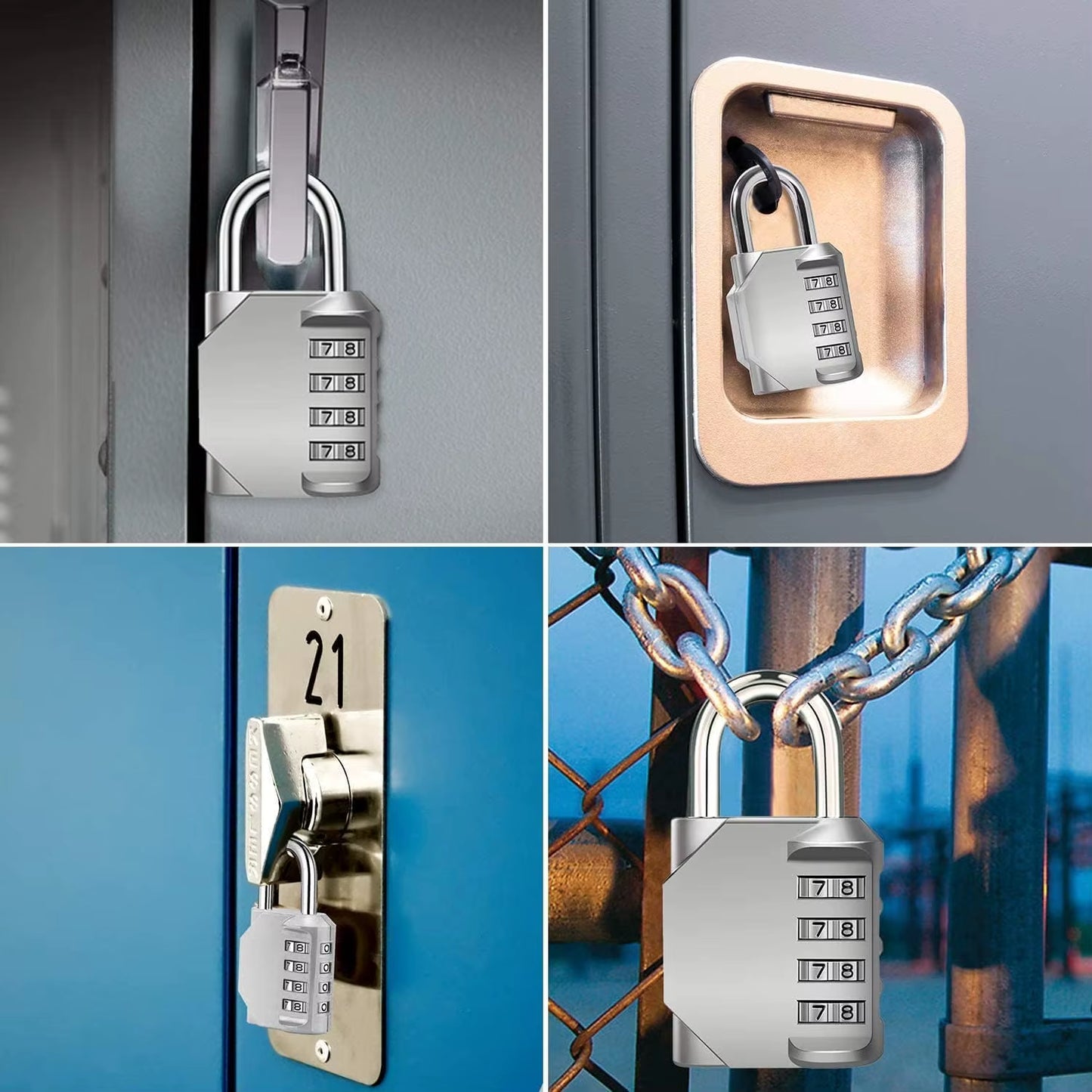 4-Digit Zinc Alloy Combination Lock Padlock Luggage Anti-Theft Weatherproof Security Outdoor Gym Safely Code Door Lock