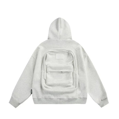 Streetwear Fashion Three-Dimensional Backpack Casual Hoodie Y2K Autumn Winter High Street Trend Punk Men'S Top Loose Sportswear