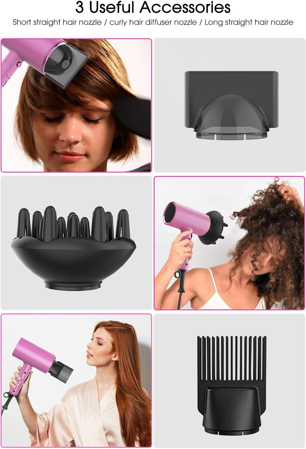 Secador De Pelo Ionic Motor AC 2200 W, [Potente & Ligero] Secador Plegable Pequeño De Viaje Con Botón Frío/Calor, 3 Temperaturas/2 Velocidades, Hair Dryer Negativos Portátil Para Muchos Peinados