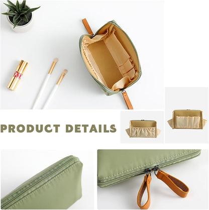 Neceser Maquillaje Pequeño Mini Neceser Bolso Neceser Mujer Pequeño Neceser Impermeable Bolsa Maquillaje Viaje Portátil De Poliéster Bolsa De Maquillaje De Cremallera Para Viaje Baño (Verde)