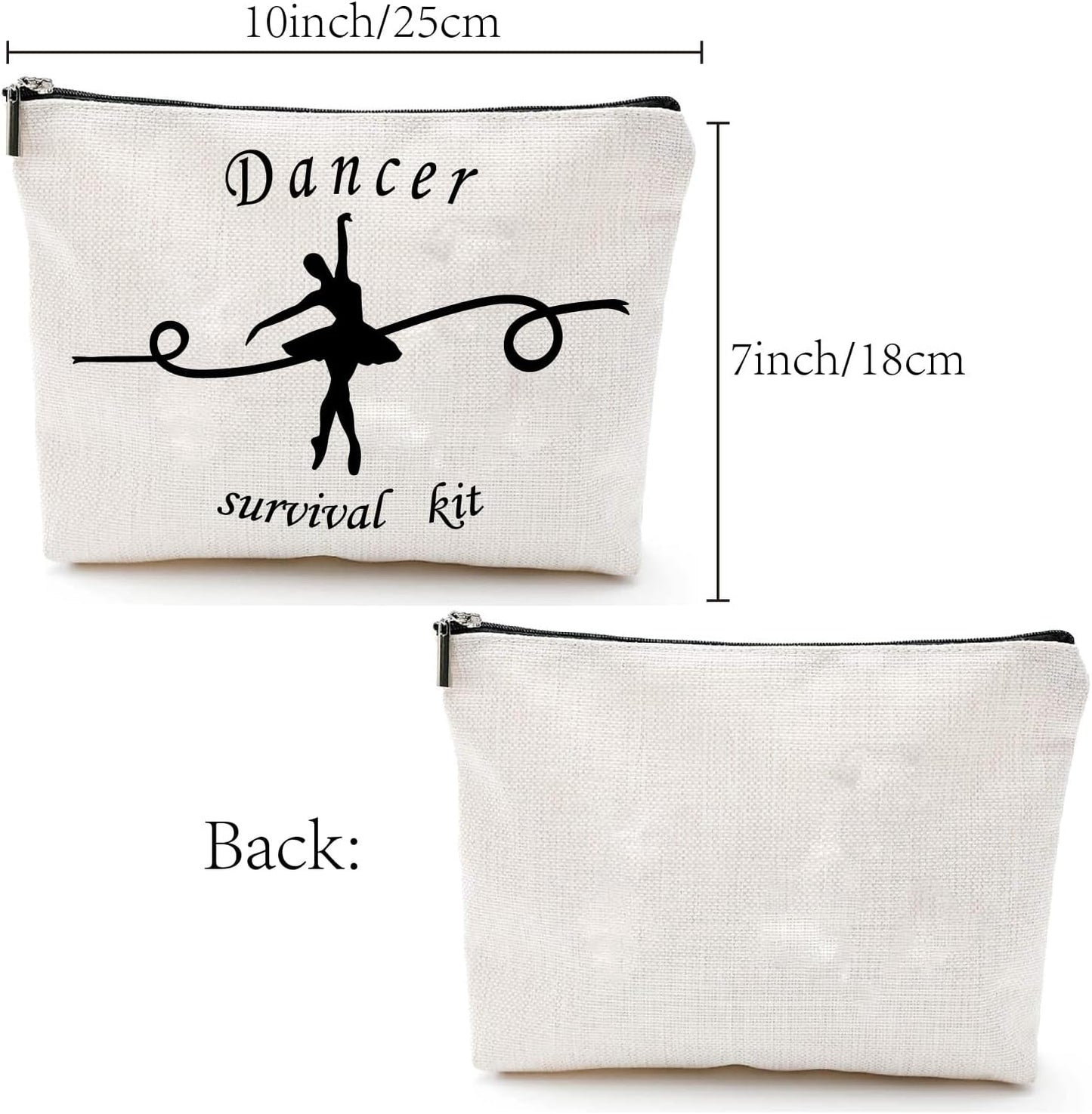 CREATCABIN Bolsa Maquillaje Para Bailarina,Bolsa Cosméticos Lona,Estuche Multiusos Cremallera,Bolsa Viaje,Estuche,Bolso,Kit Supervivencia Portátil,Ballet Grande Para Mujeres,Regalos Dama Honor,25X18Cm