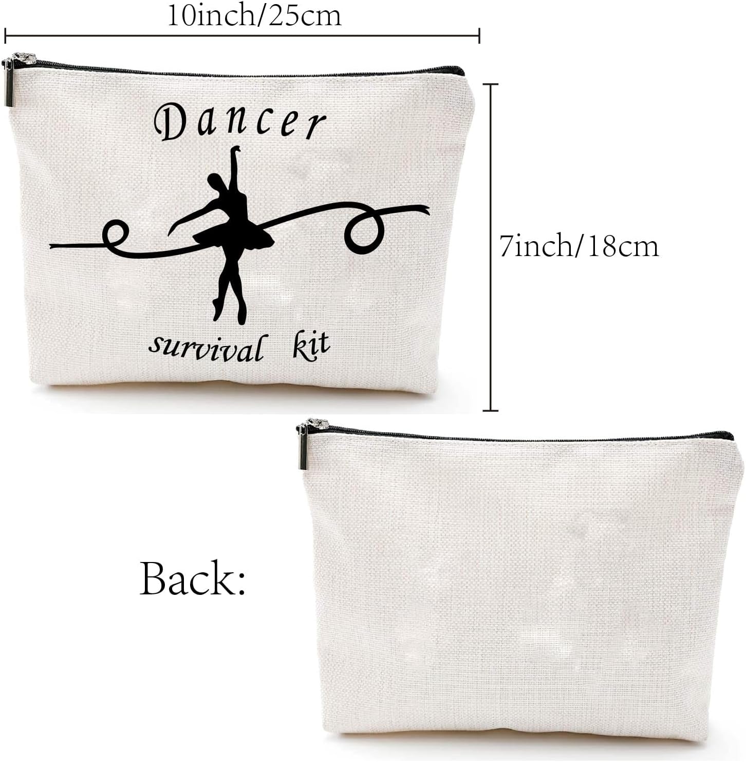 CREATCABIN Bolsa Maquillaje Para Bailarina,Bolsa Cosméticos Lona,Estuche Multiusos Cremallera,Bolsa Viaje,Estuche,Bolso,Kit Supervivencia Portátil,Ballet Grande Para Mujeres,Regalos Dama Honor,25X18Cm
