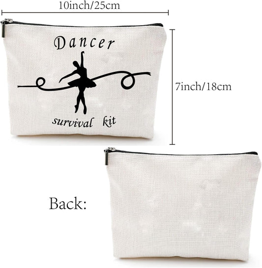 CREATCABIN Bolsa Maquillaje Para Bailarina,Bolsa Cosméticos Lona,Estuche Multiusos Cremallera,Bolsa Viaje,Estuche,Bolso,Kit Supervivencia Portátil,Ballet Grande Para Mujeres,Regalos Dama Honor,25X18Cm