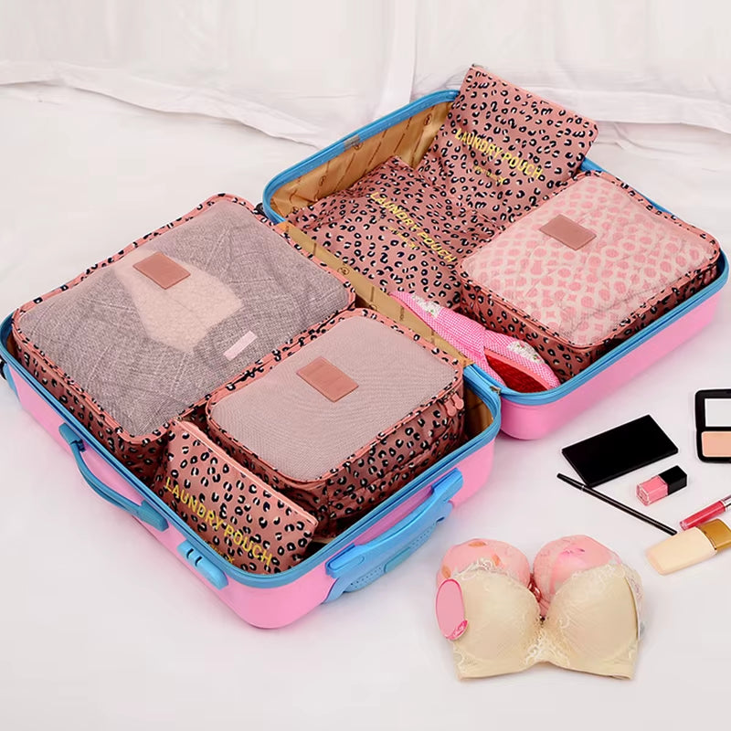 6Pcs Travel Organizer Set Suitcase Storage Bag Portable Clothes Underwear Shoes Cubes for Travels Makeup Bags Luggage Organizers