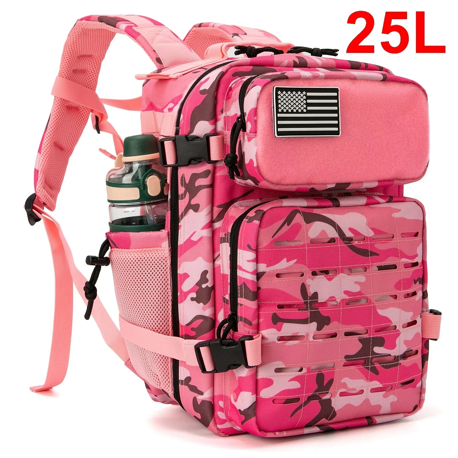 25L Tactical Backpack Outdoor Bag Fitness Backpack MOLLE Backpack Women'S/Men'S Hiking Survival Backpack Men'S Dual Cup Holder