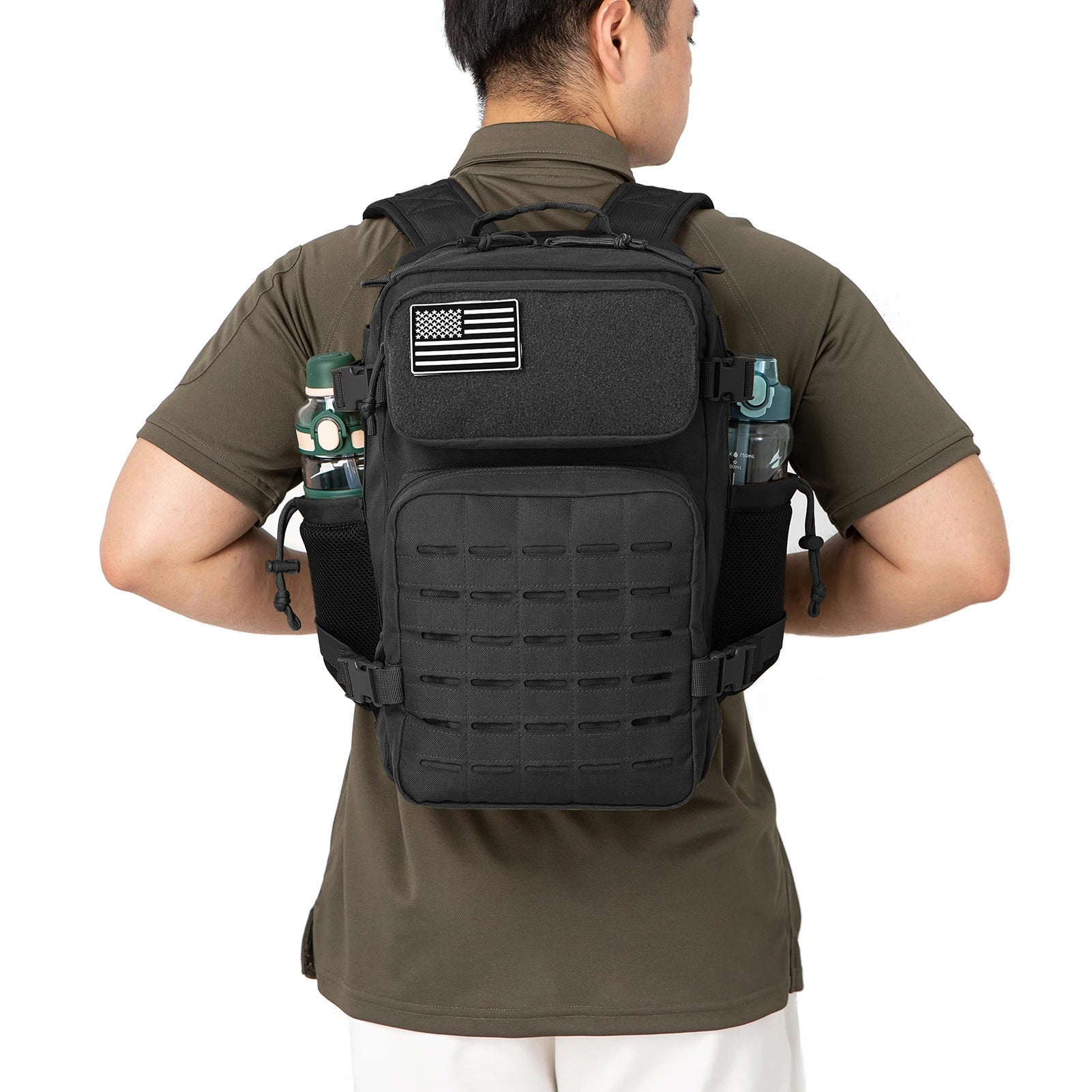 25L Tactical Backpack Outdoor Bag Fitness Backpack MOLLE Backpack Women'S/Men'S Hiking Survival Backpack Men'S Dual Cup Holder