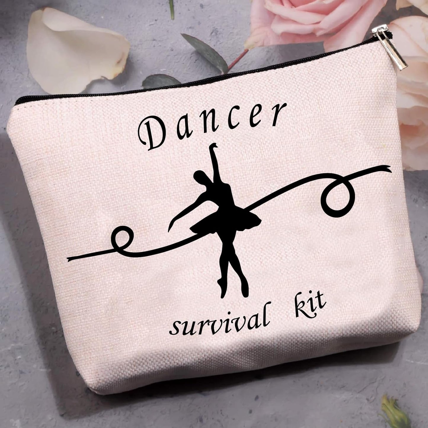 CREATCABIN Bolsa Maquillaje Para Bailarina,Bolsa Cosméticos Lona,Estuche Multiusos Cremallera,Bolsa Viaje,Estuche,Bolso,Kit Supervivencia Portátil,Ballet Grande Para Mujeres,Regalos Dama Honor,25X18Cm