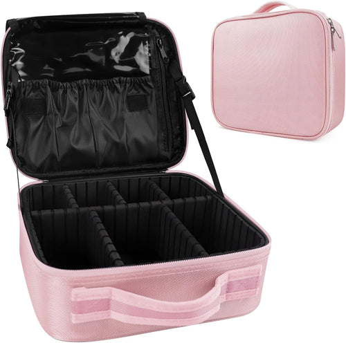 Neceser De Maquillaje Profesional, Bolsa De Maquillaje Viaje Mujer, Organizador Maletin Maquillaje Rosa Makeup Bag Con Divisiones Extraíbles