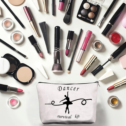 CREATCABIN Bolsa Maquillaje Para Bailarina,Bolsa Cosméticos Lona,Estuche Multiusos Cremallera,Bolsa Viaje,Estuche,Bolso,Kit Supervivencia Portátil,Ballet Grande Para Mujeres,Regalos Dama Honor,25X18Cm