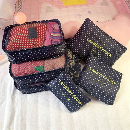 6Pcs Travel Organizer Set Suitcase Storage Bag Portable Clothes Underwear Shoes Cubes for Travels Makeup Bags Luggage Organizers